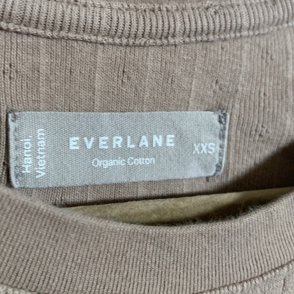 Everlane Women’s Organic Cotton Ribbed & Patterned Tee in Tan Size XXS - Picture 3 of 5